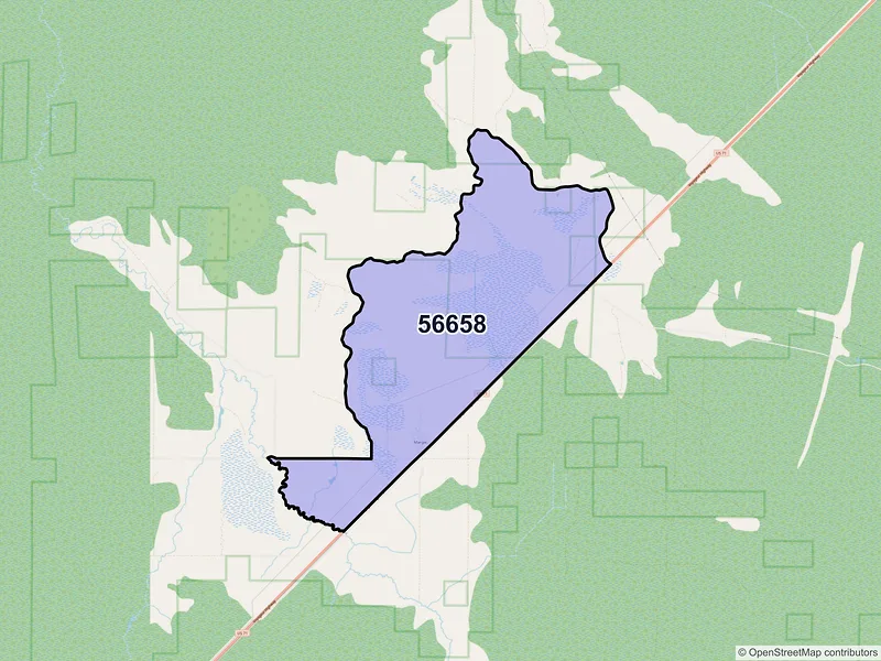 Map of ZIP Code 56658 — Margie, MN