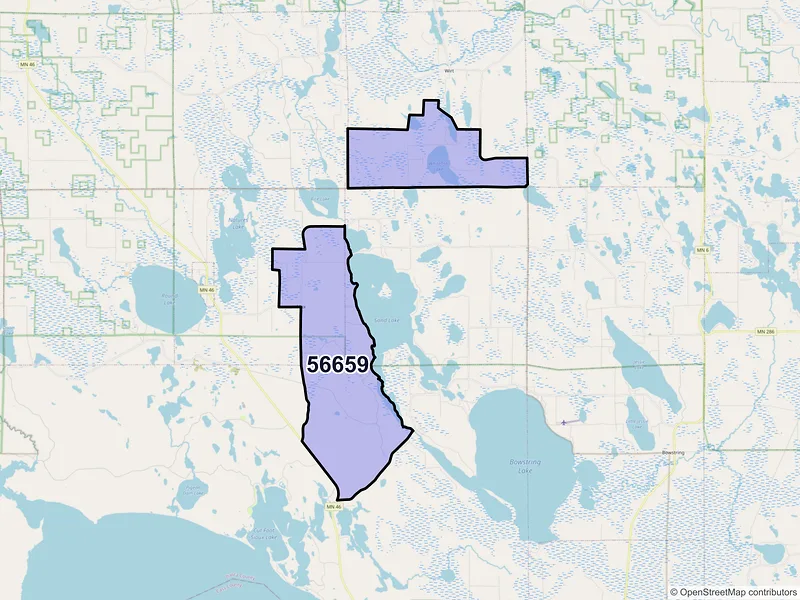 Map of Max, Minnesota and ZIP codes