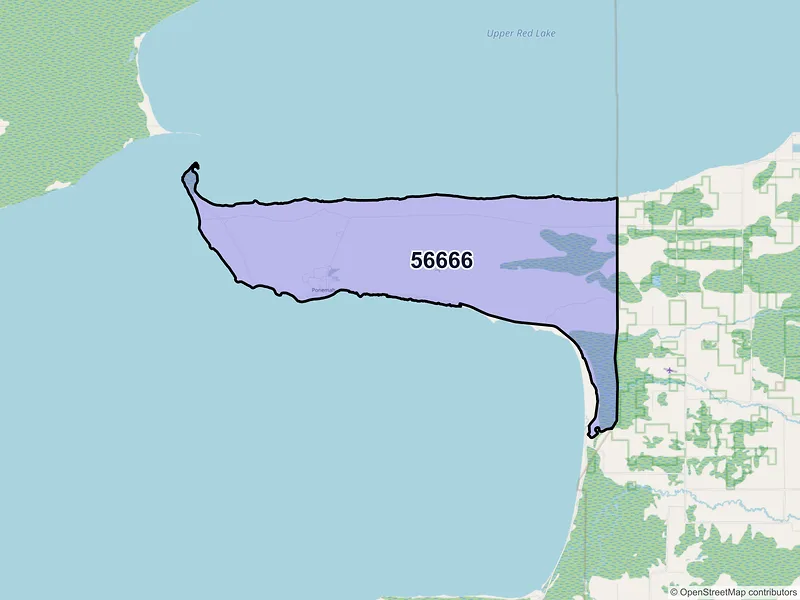 Map of Ponemah, Minnesota and ZIP codes