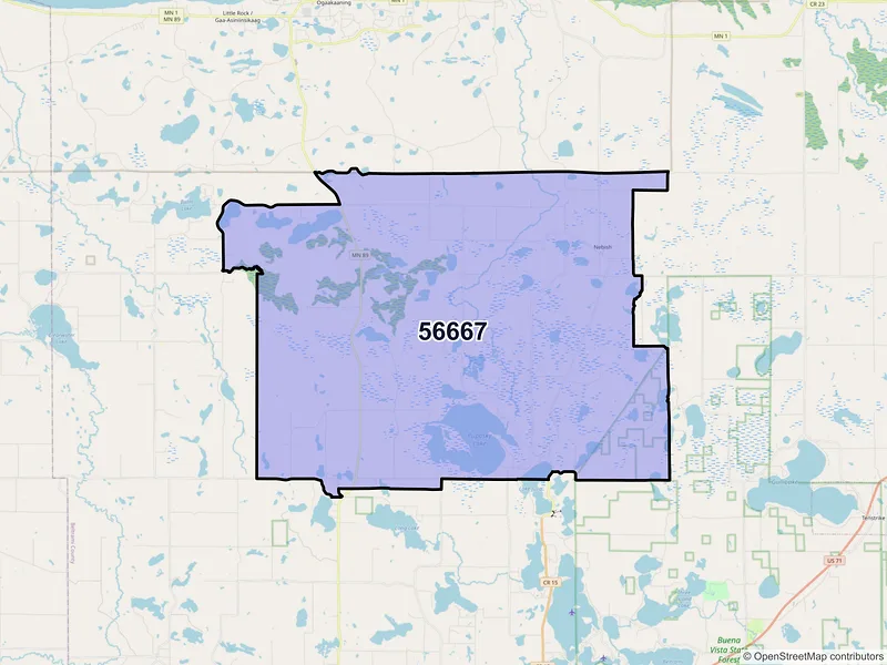 Map of ZIP Code 56667 — Puposky, MN