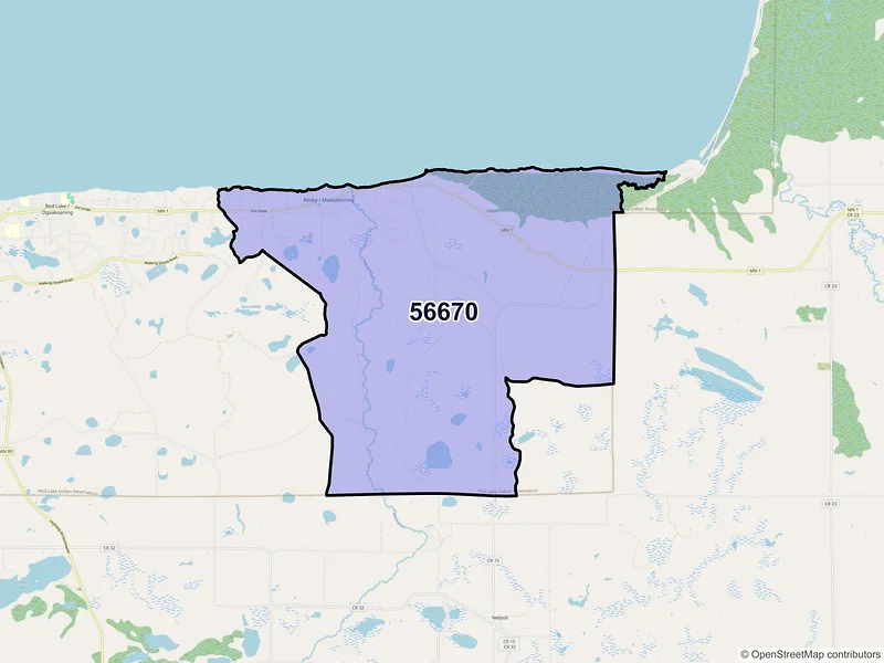 Map of Redby, Minnesota and ZIP codes