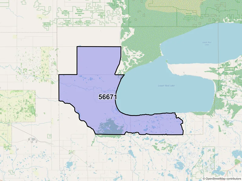 Map of Redlake, Minnesota and ZIP codes