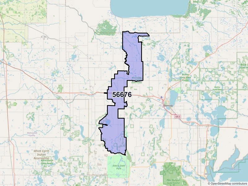 Map of ZIP Code 56676 — Shevlin, MN