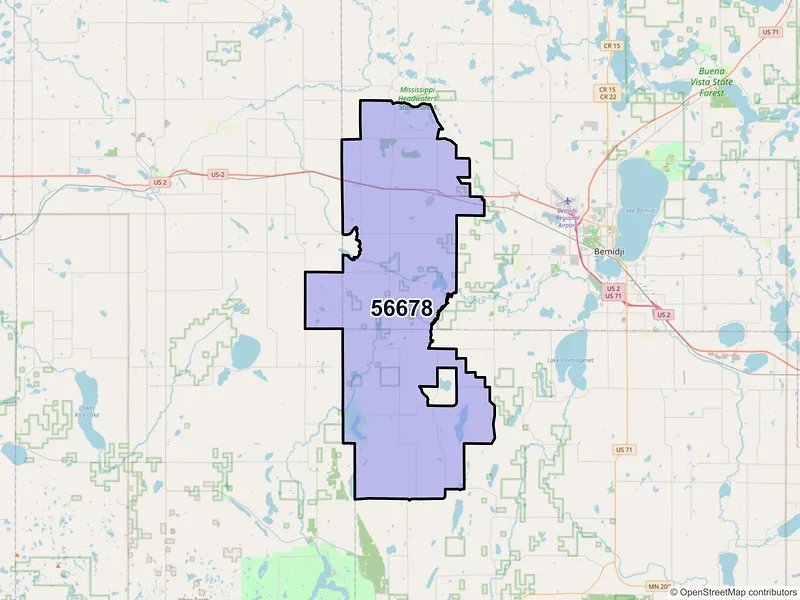 Map of ZIP Code 56678 — Solway, MN