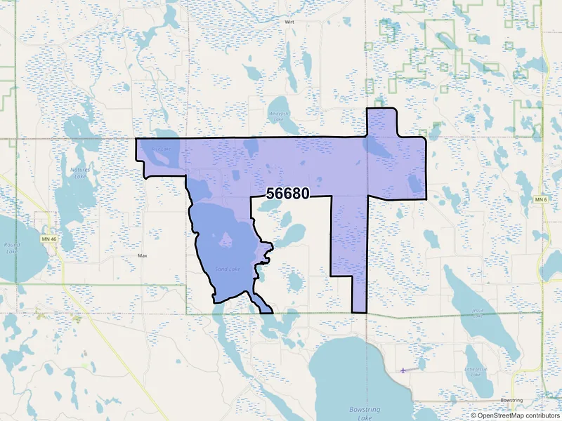 Map of ZIP Code 56680 — Spring Lake, MN