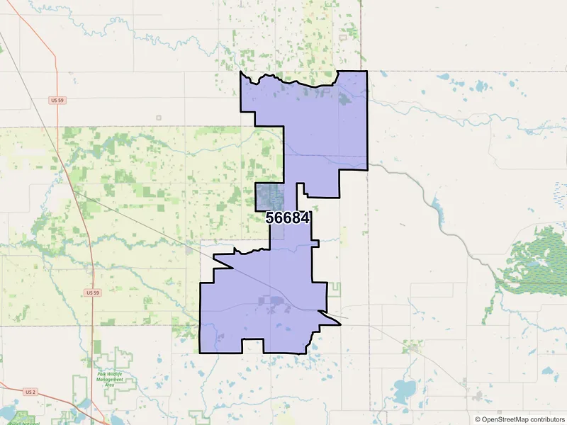 Map of ZIP Code 56684 — Trail, MN