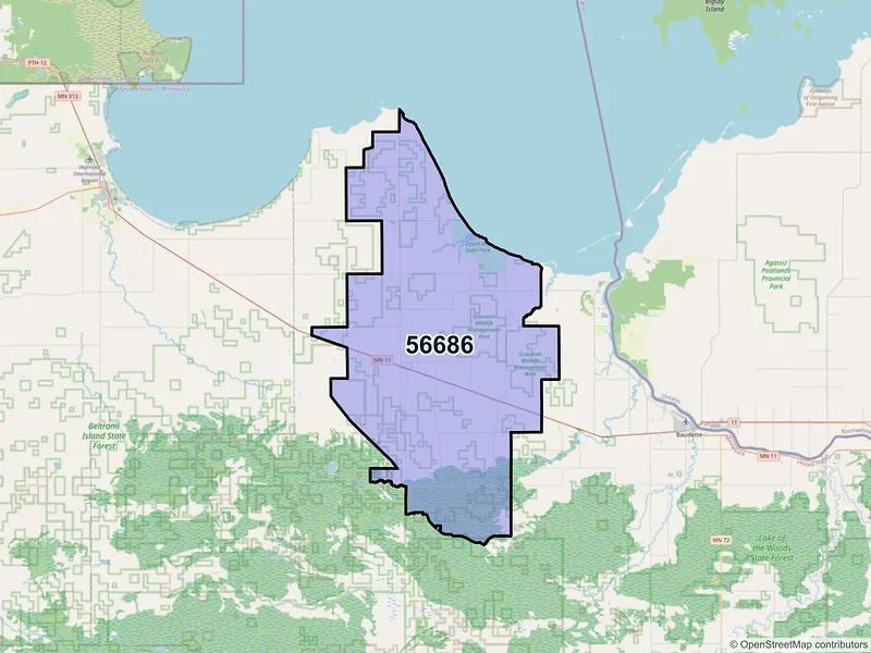 Map of ZIP Code 56686 — Williams, MN