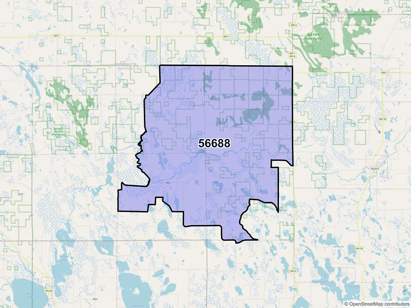 Map of ZIP Code 56688 — Wirt, MN