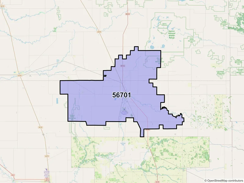 Map of ZIP Code 56701 — Thief River Falls, MN