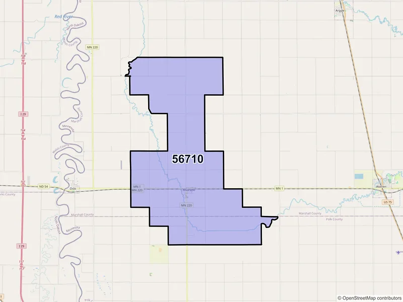 Map of Alvarado, Minnesota and ZIP codes