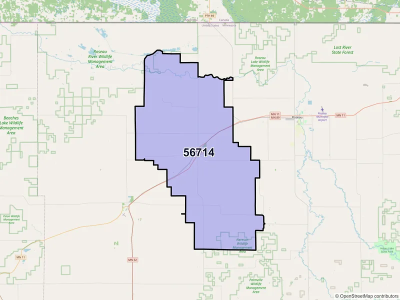 Map of ZIP Code 56714 — Badger, MN