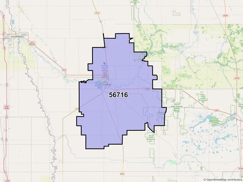 Map of ZIP Code 56716 — Crookston, MN