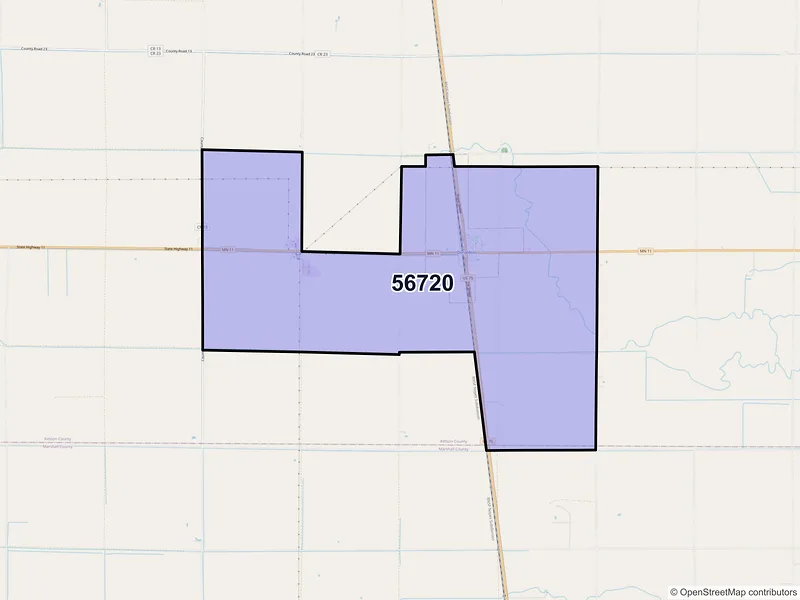 Map of Donaldson, Minnesota and ZIP codes