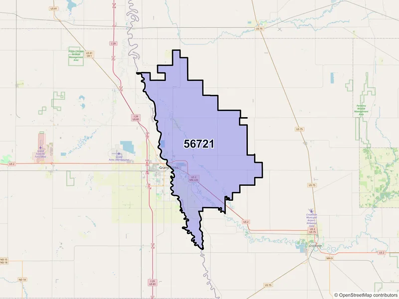 Map of ZIP Code 56721 — East Grand Forks, MN