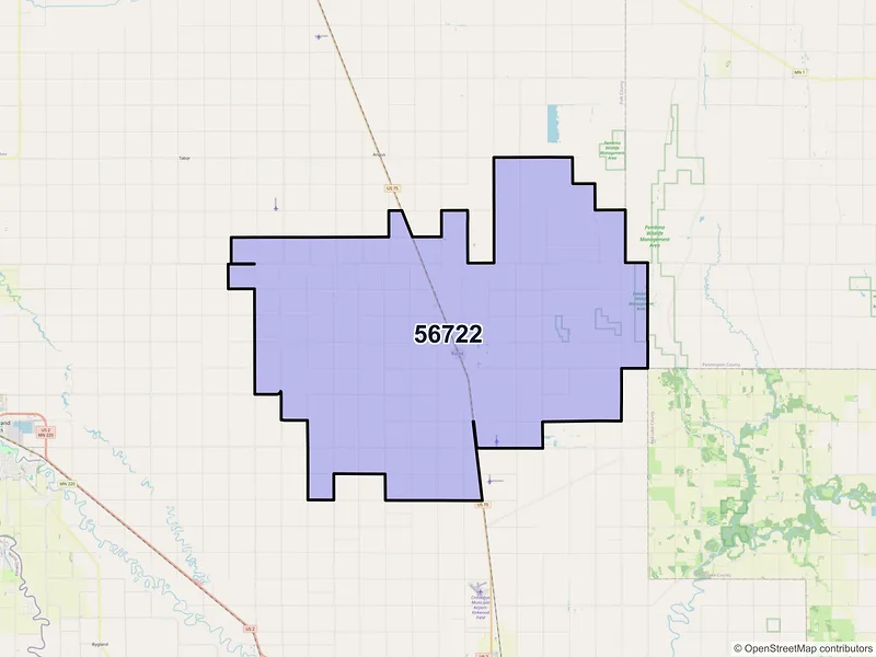 Map of ZIP Code 56722 — Euclid, MN