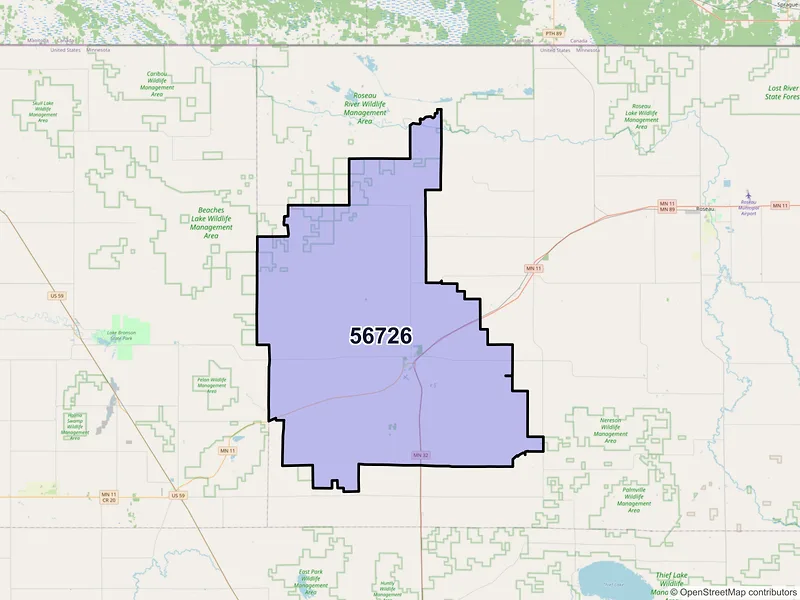 Map of ZIP Code 56726 — Greenbush, MN
