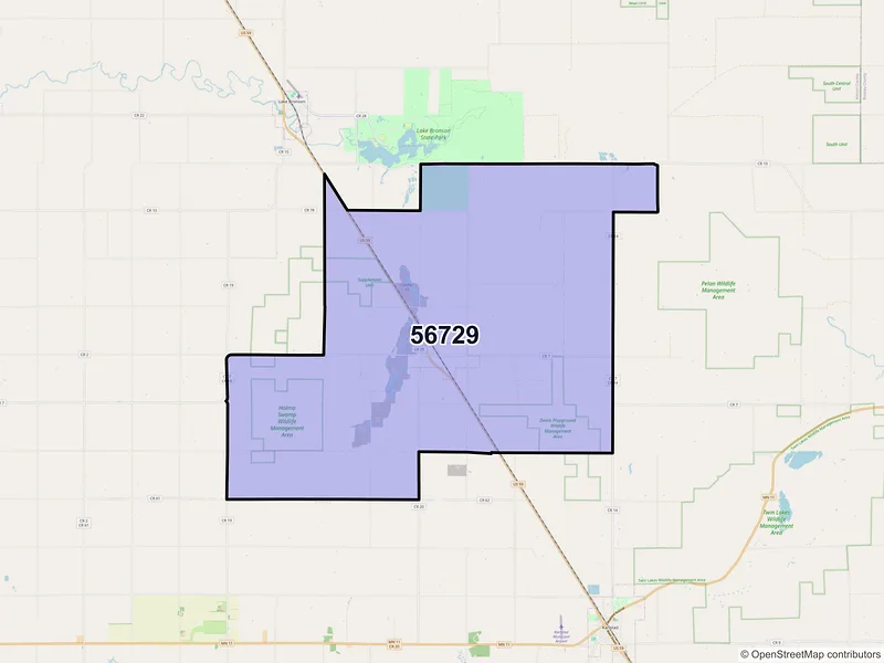 Map of ZIP Code 56729 — Halma, MN