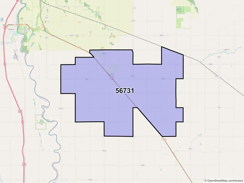 Map of Humboldt, Minnesota and ZIP codes