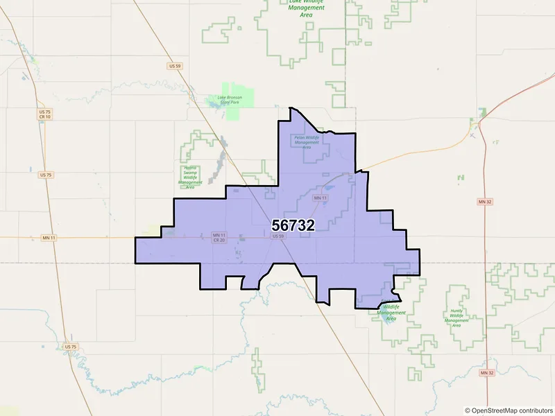 Map of ZIP Code 56732 — Karlstad, MN