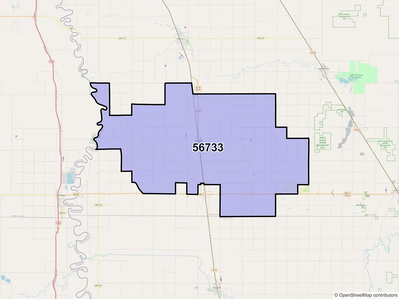Map of Kennedy, Minnesota and ZIP codes