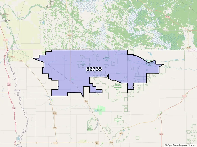 Map of ZIP Code 56735 — Lancaster, MN