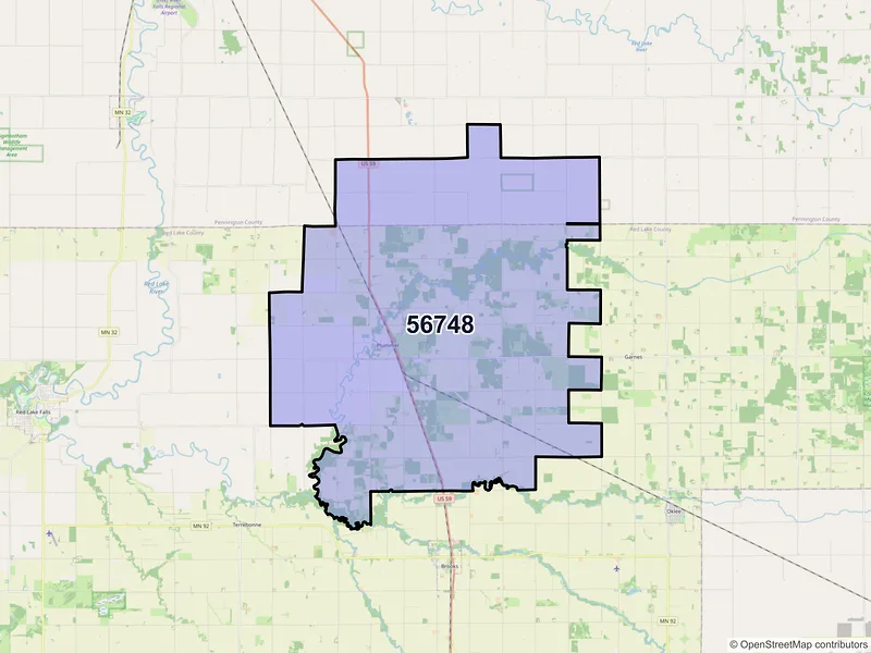 Map of ZIP Code 56748 — Plummer, MN