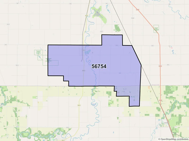 Map of Saint Hilaire, Minnesota and ZIP codes