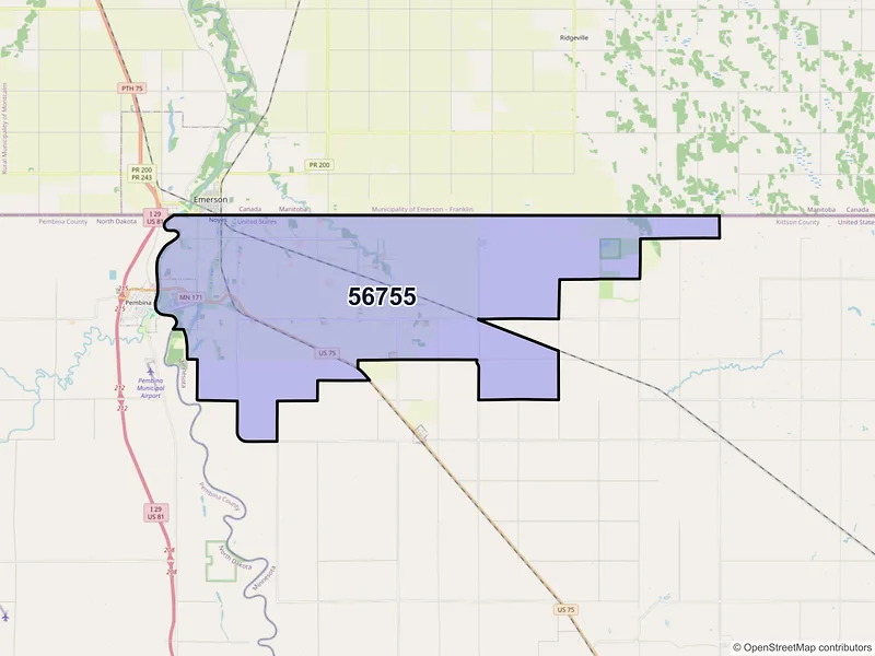 Map of Saint Vincent, Minnesota and ZIP codes