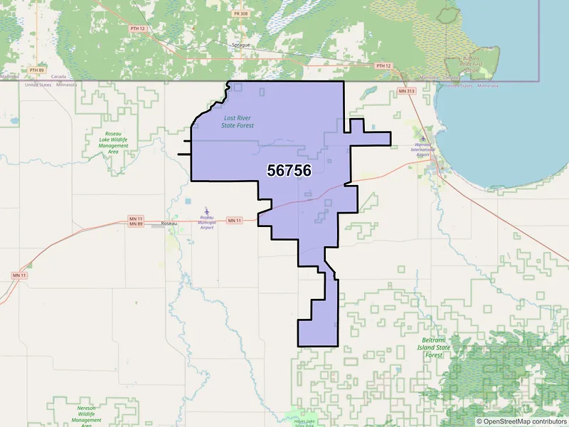 Map of ZIP Code 56756 — Salol, MN