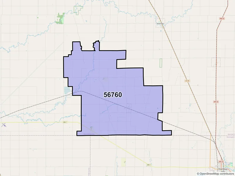 Map of ZIP Code 56760 — Viking, MN