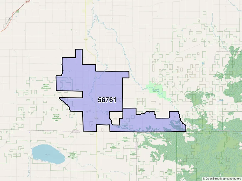 Map of ZIP Code 56761 — Wannaska, MN