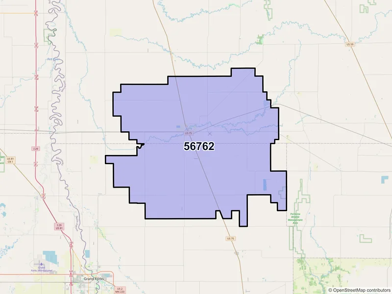 Map of ZIP Code 56762 — Warren, MN