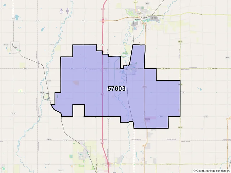 Map of ZIP Code 57003 — Baltic, SD