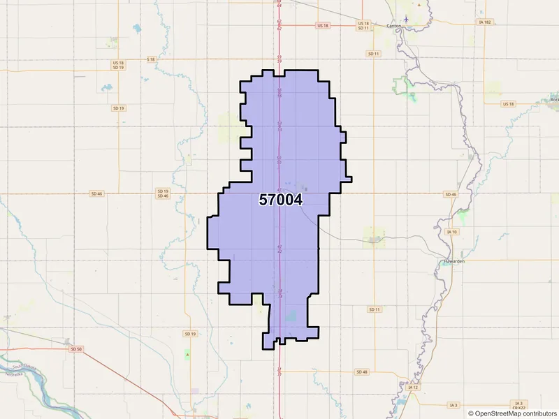 Map of ZIP Code 57004 — Beresford, SD