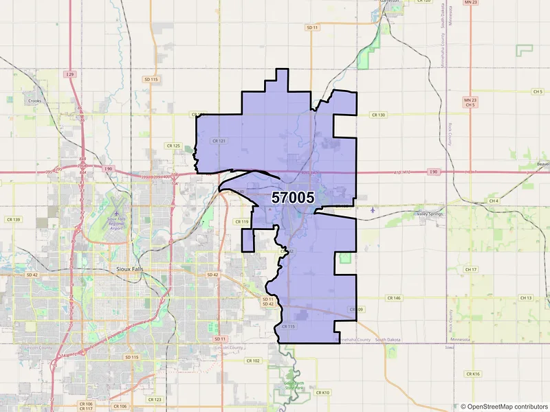 Map of ZIP Code 57005 — Brandon, SD