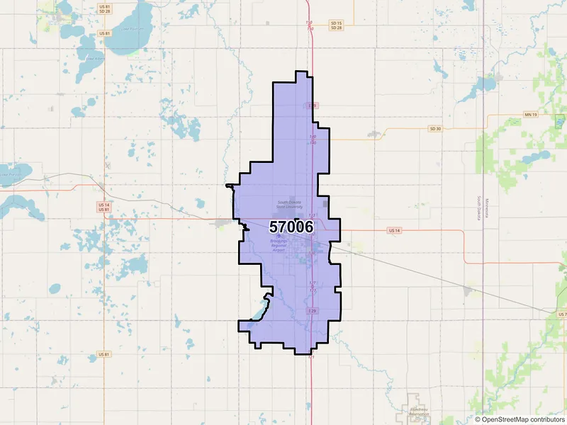 Map of ZIP Code 57006 — Brookings, SD