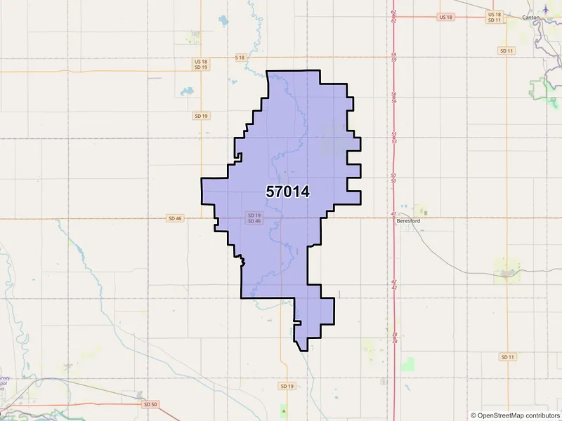 Map of ZIP Code 57014 — Centerville, SD