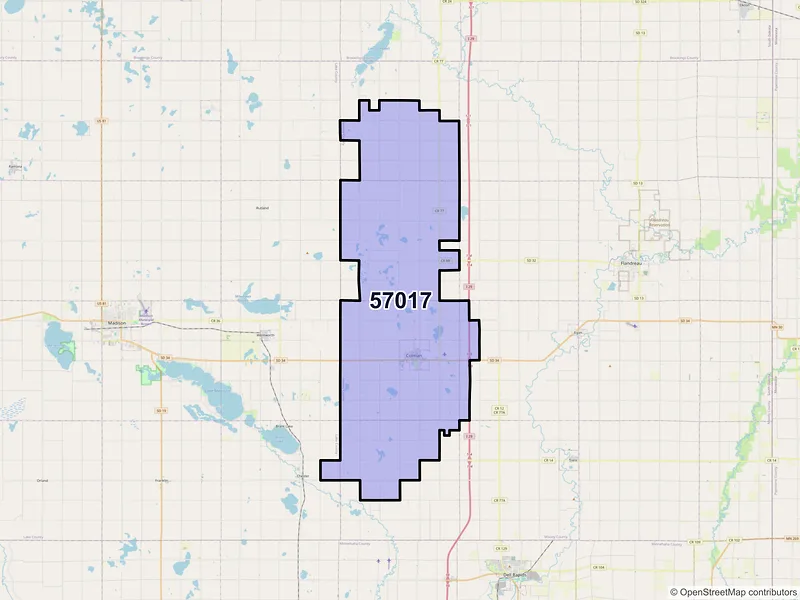 Map of ZIP Code 57017 — Colman, SD