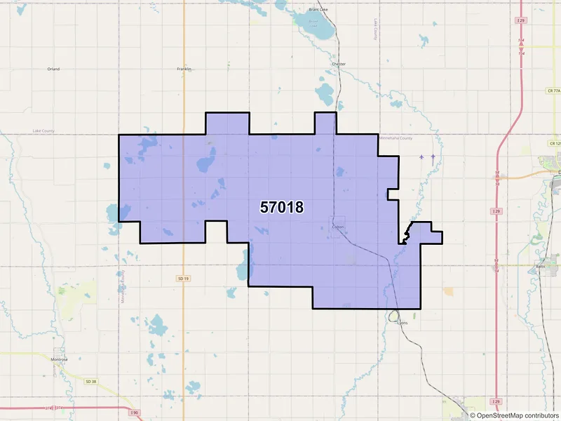 Map of Colton, South Dakota and ZIP codes
