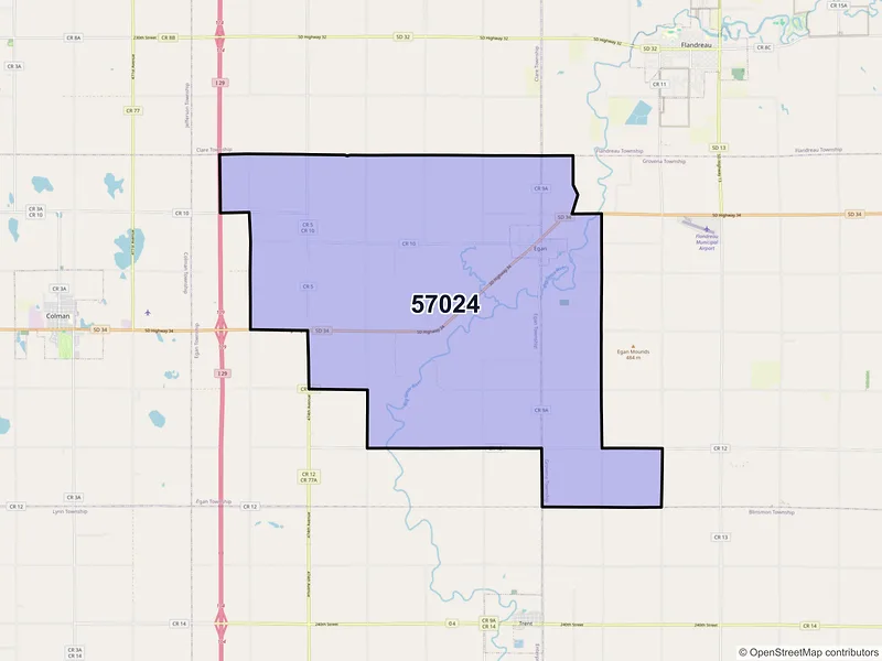 Map of ZIP Code 57024 — Egan, SD