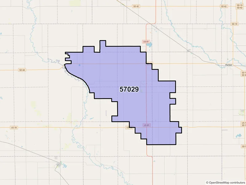 Map of ZIP Code 57029 — Freeman, SD