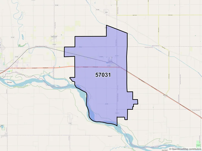 Map of ZIP Code 57031 — Gayville, SD