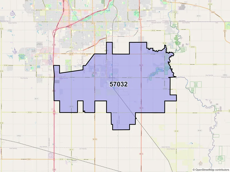 Map of ZIP Code 57032 — Harrisburg, SD