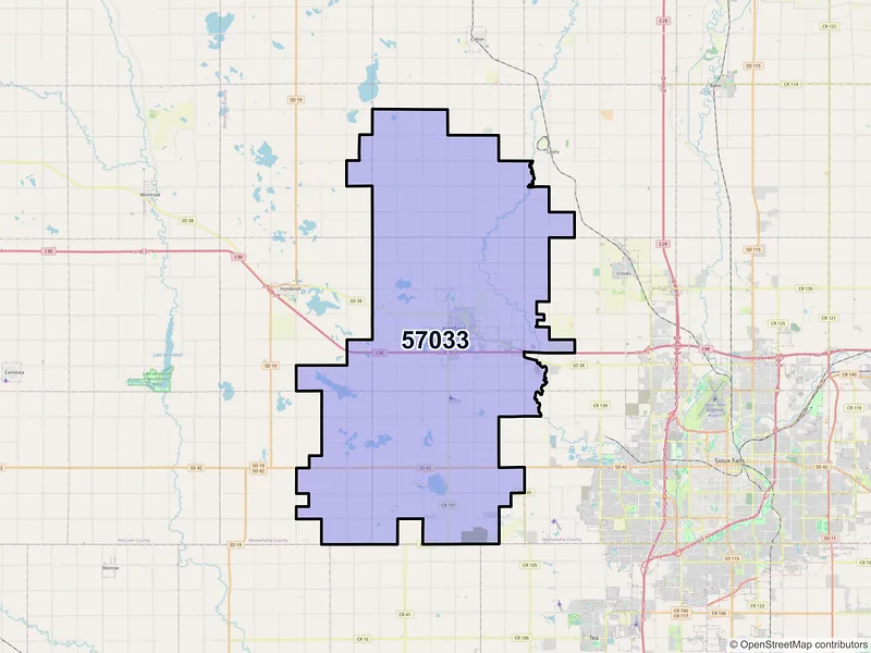 Map of Hartford, South Dakota and ZIP codes