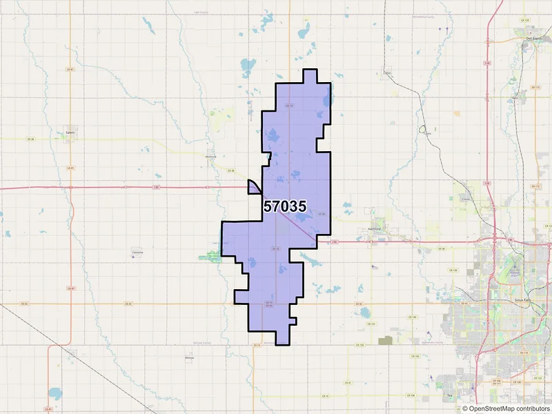 Map of ZIP Code 57035 — Humboldt, SD
