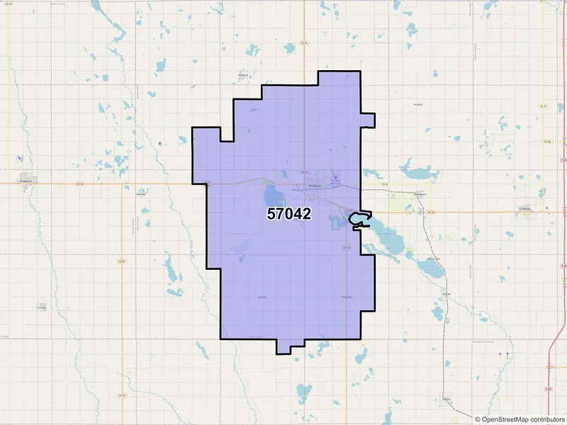 Map of ZIP Code 57042 — Madison, SD
