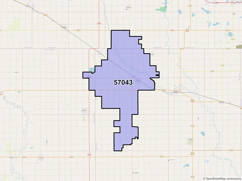 Map of ZIP Code 57043 — Marion, SD