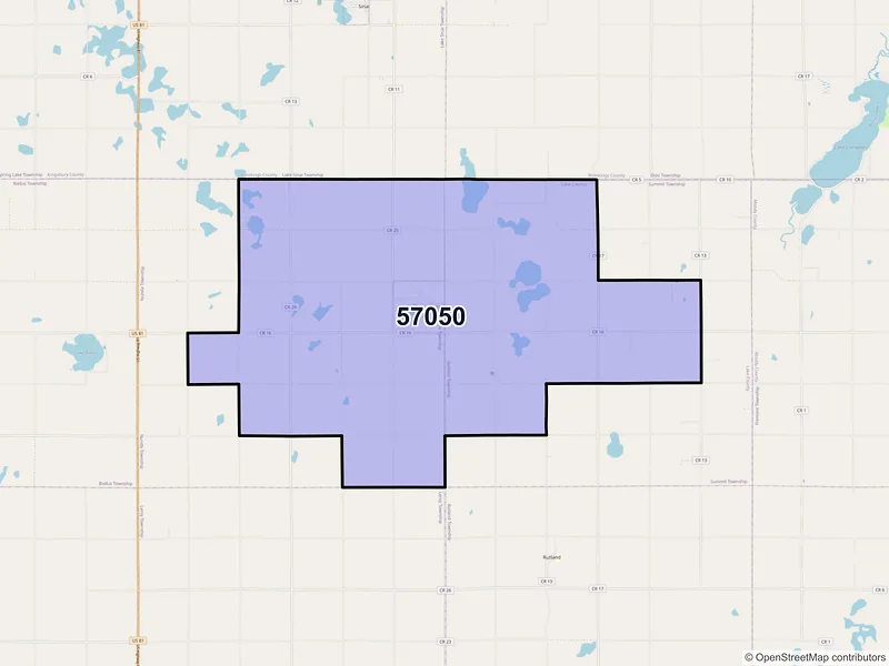 Map of ZIP Code 57050 — Nunda, SD