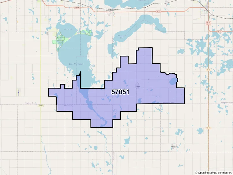 Map of ZIP Code 57051 — Oldham, SD