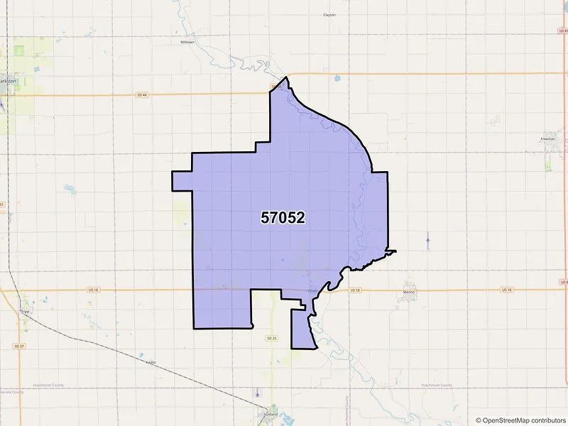 Map of Olivet, South Dakota and ZIP codes